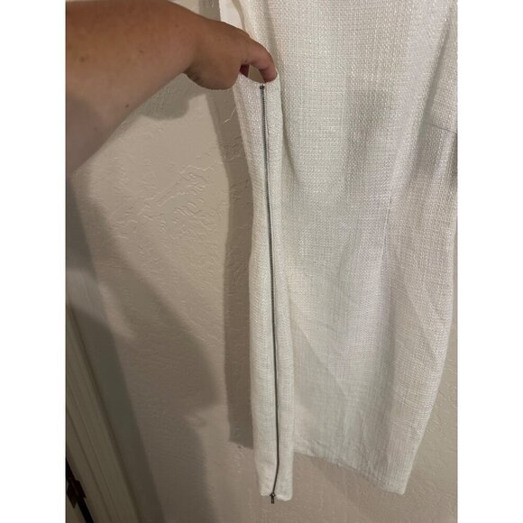 Calvin Klein Tweed Style Zip Side White Mini Dress - Picture 10 of 12